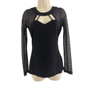 Sexy Venus Black Cutout Sheer Long Sleeves Top Size S Shirt Blouse Evening Party